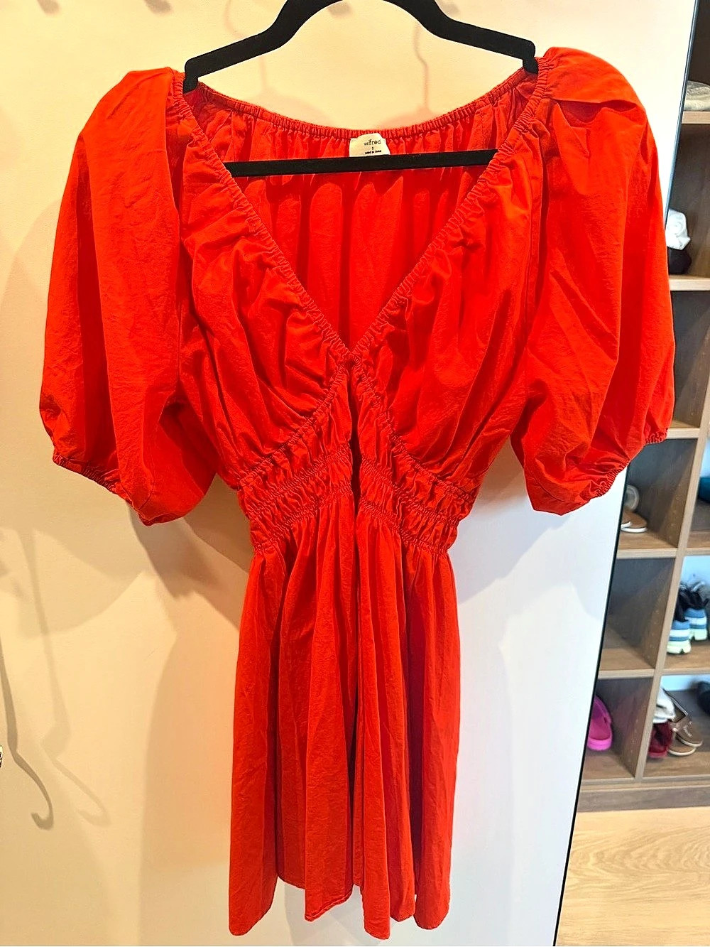 wifred Red Puff Sleeve Mini Dress Like New